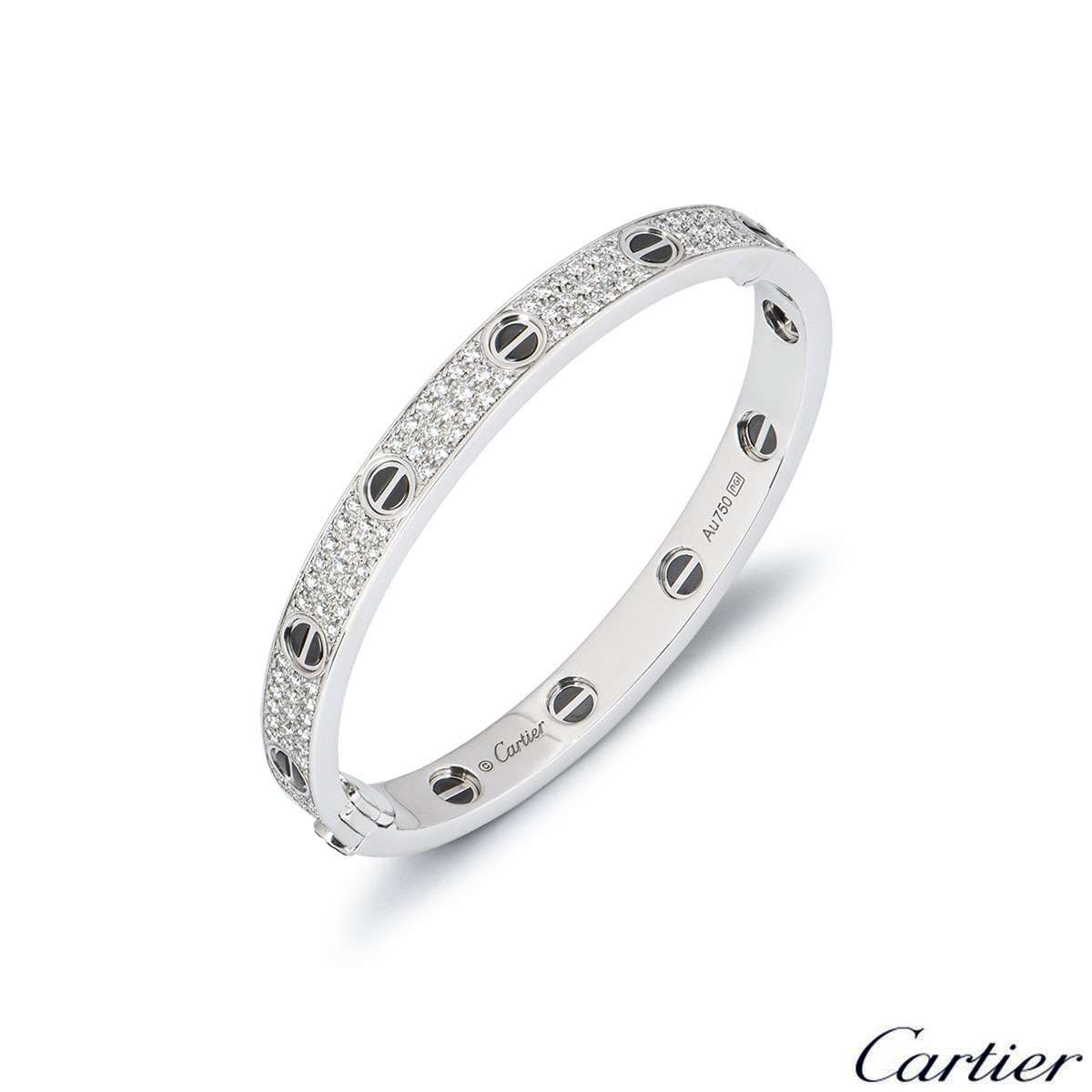 Cartier Love Bracelet White Gold Sm Full paved Size 16 Custom